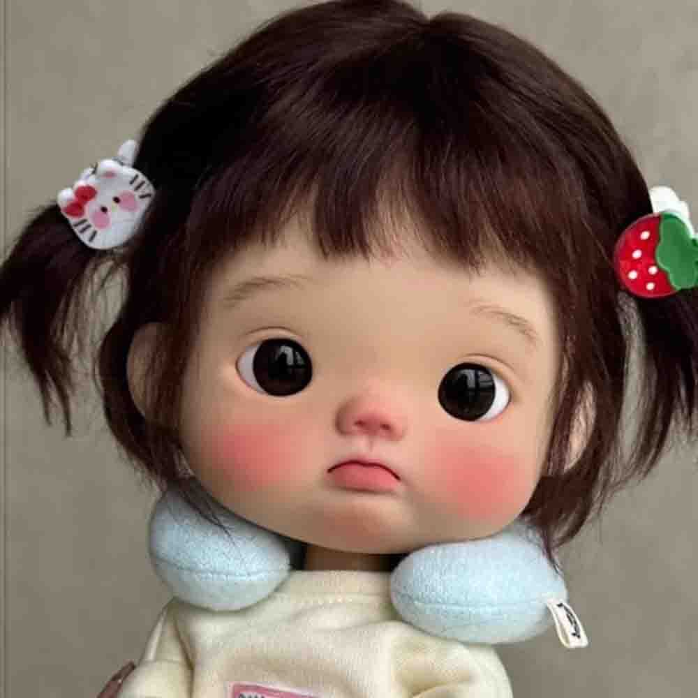 BJD 1/6 Doll SD Jointed with Face Makeup Big Head Eyes Resin Girl Handmade
