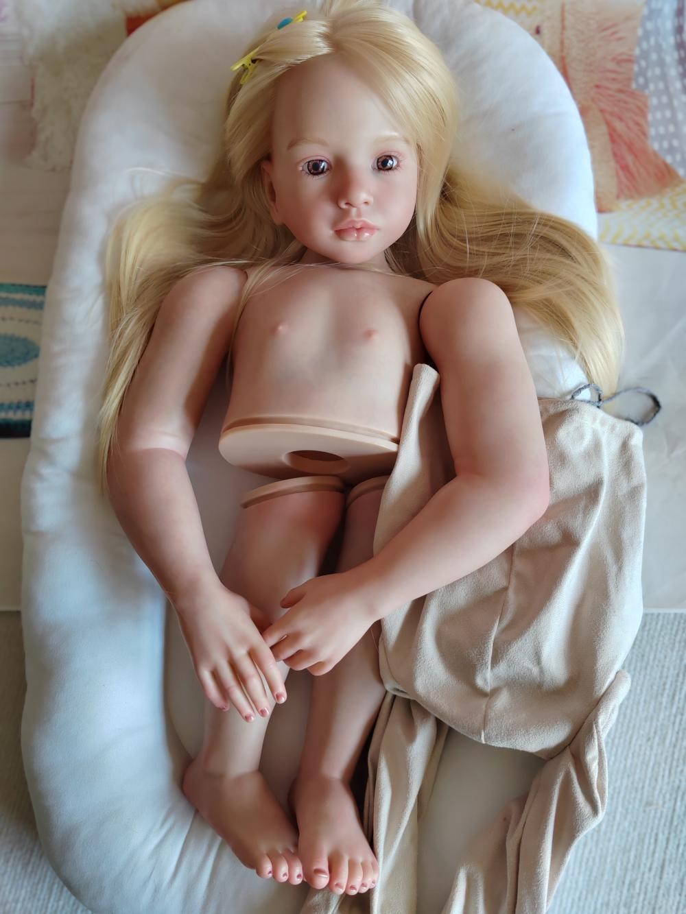 40inch Toddler Reborn Doll Kit Aloenka Painted Girl Hand-Rooted Blonde Hair Gift