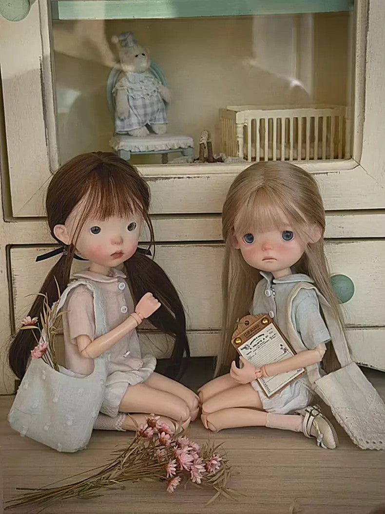 Twins BJD Doll 1/6 Full Set Clothes Wig Face Make UP Landoudou Girl Female Gift