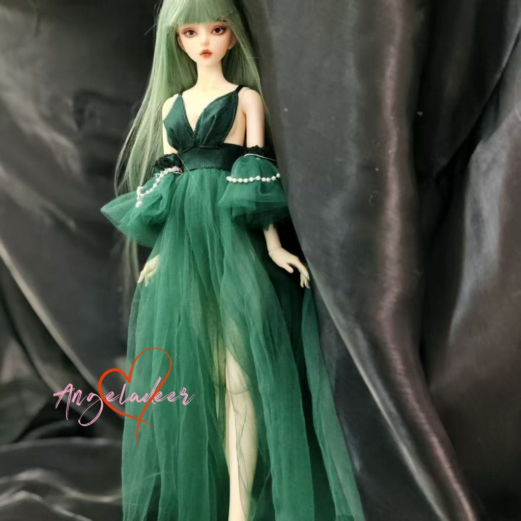 1/4MSD 1/3SD BJD Clothes Doll Outfit Sexy Sling Dress Dark Green Voile Dress-