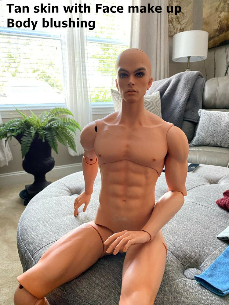 1/3 Bjd Doll Big Male Boy Dolls Man Free Eyes with Face Make Up Tan Skin Gift
