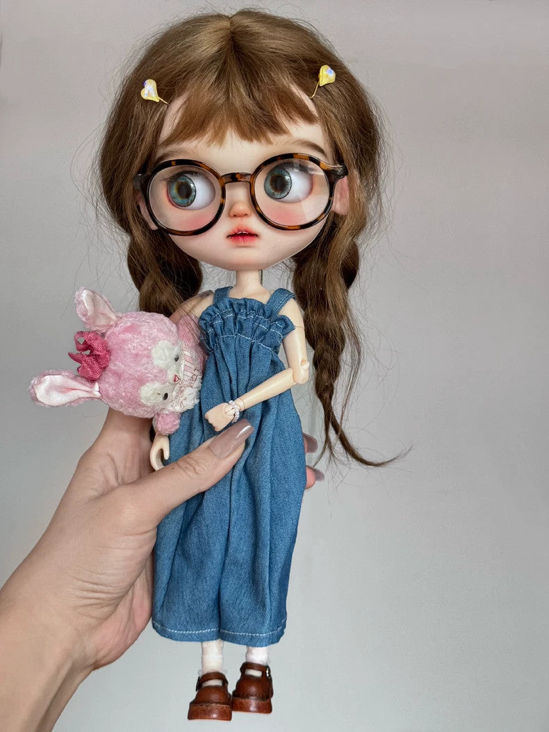 Handmade Blythe Doll Wigs 1/6 BJD Doll Hair Long Wavy Wig Soft Mohair Bangs Toy