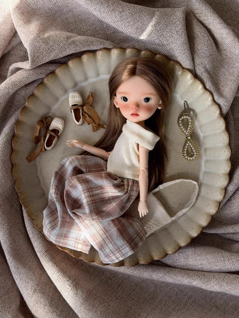 Full Set BJD Doll 1/6 Face Makeup Wig Clothes Shoes Landoudou Girl Handmade Gift