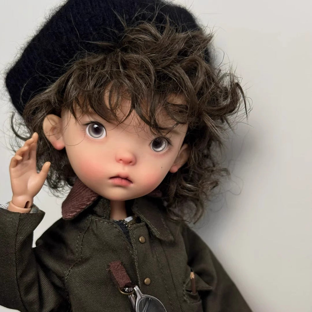 1/6 BJD Doll Handmade Resin Jointed Face Makeup Eyes Wig Landoudou Girl DIY Gift