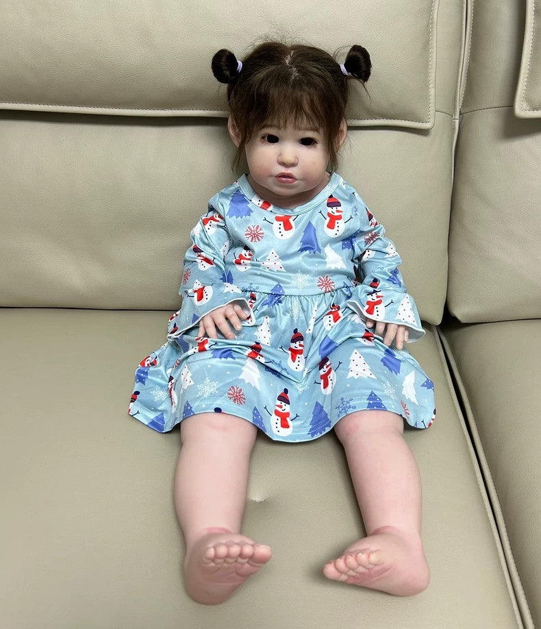 Custom Made Reborn Baby Doll 30Inch Hand-Rooted Hair Realistic Toddler Girl Art Collect Gift-