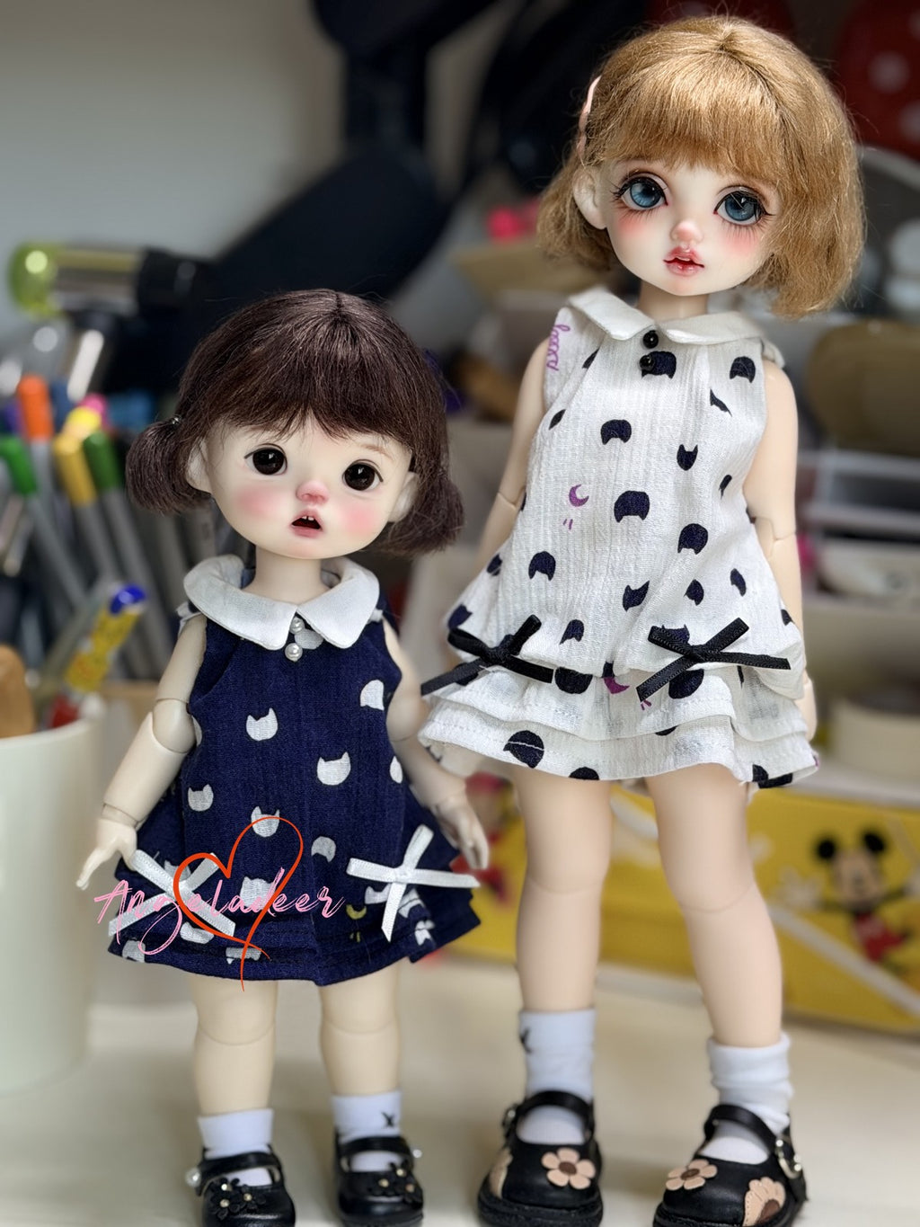 1/6 1/4 Puyoo BJD Outfit doll Clothes short shift Dress White / Navy Blue-