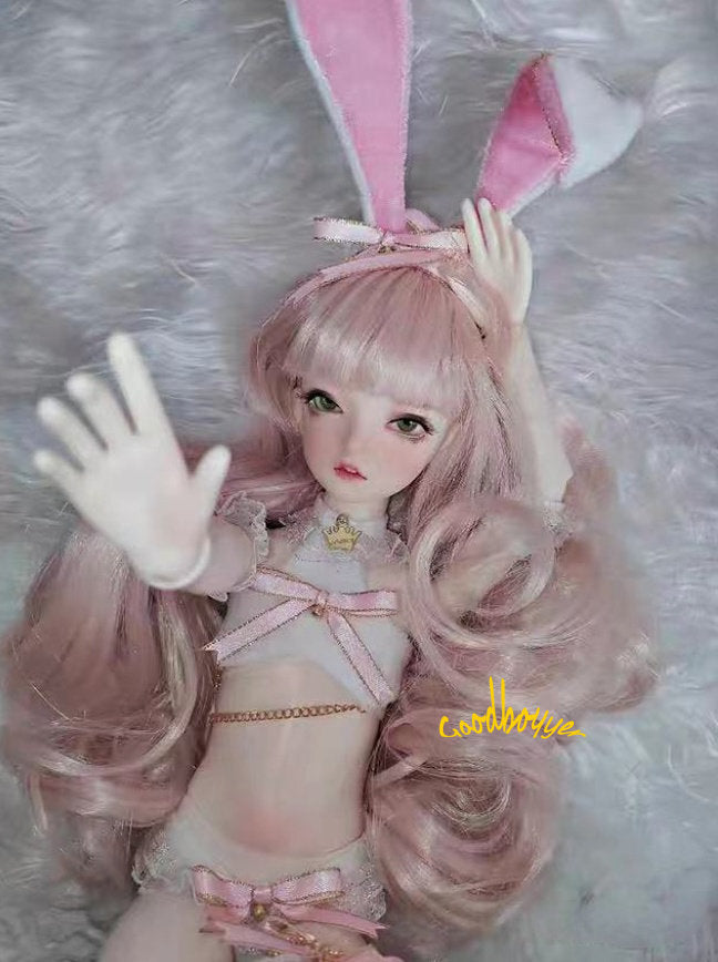 1/6 1/4 1/3 BJD Rabbit Clothes Doll Sexy Bunny Girl Outfit White+Pink DIKA LUTS