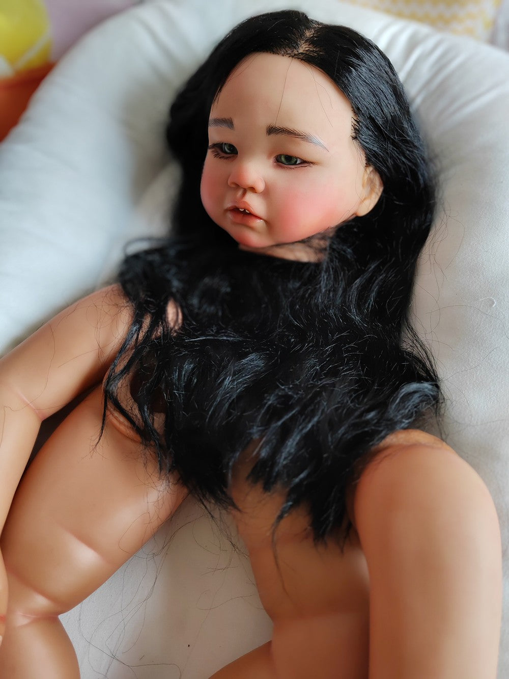 Custom Made Artist Genesis Painted Reborn Doll Kit 28inch Reborn Baby Amaya Toddler Dark Skin African Girl Hand-Rooted Hair Toy