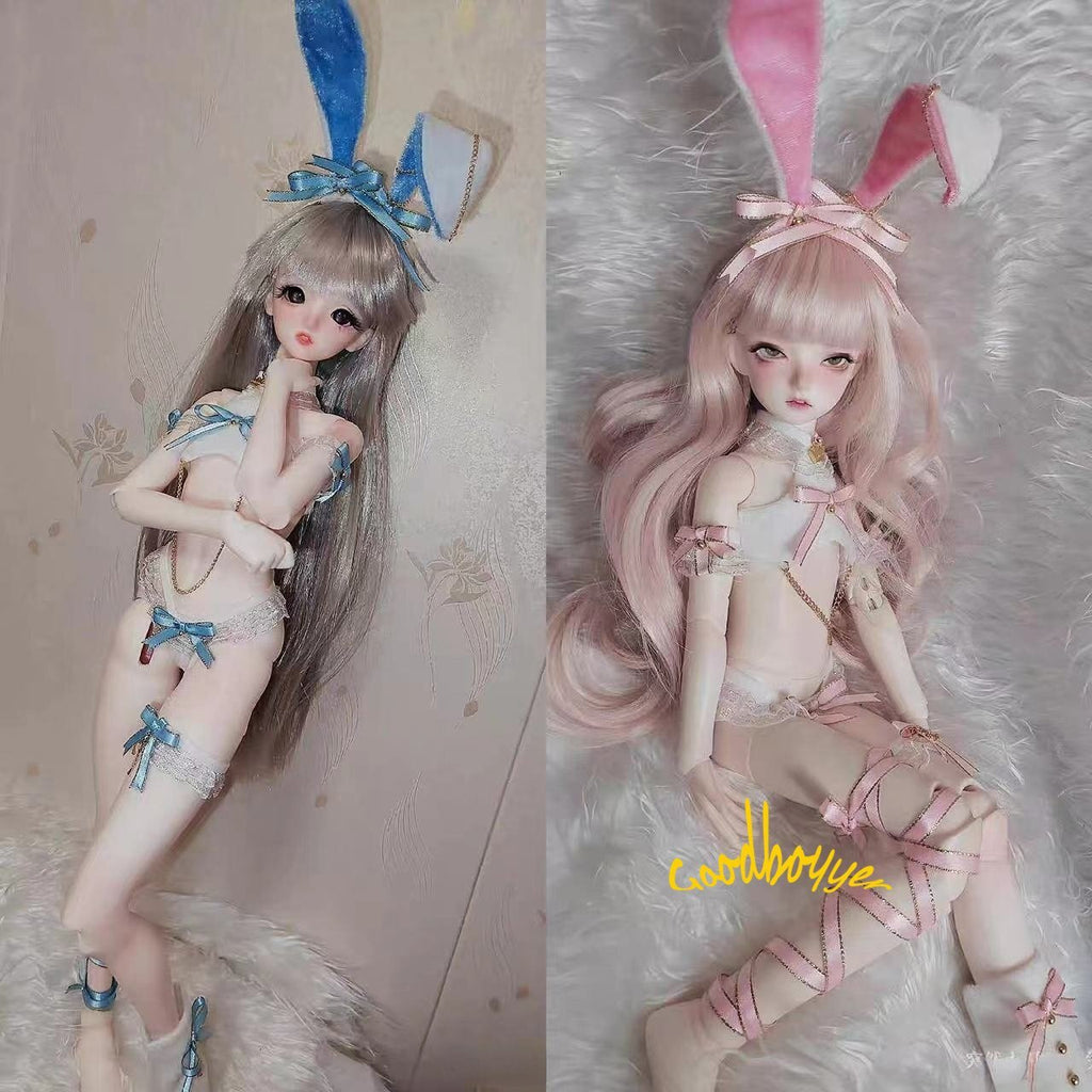 1/6 1/4 1/3 BJD Rabbit Clothes Doll Sexy Bunny Girl Outfit White+Pink DIKA LUTS