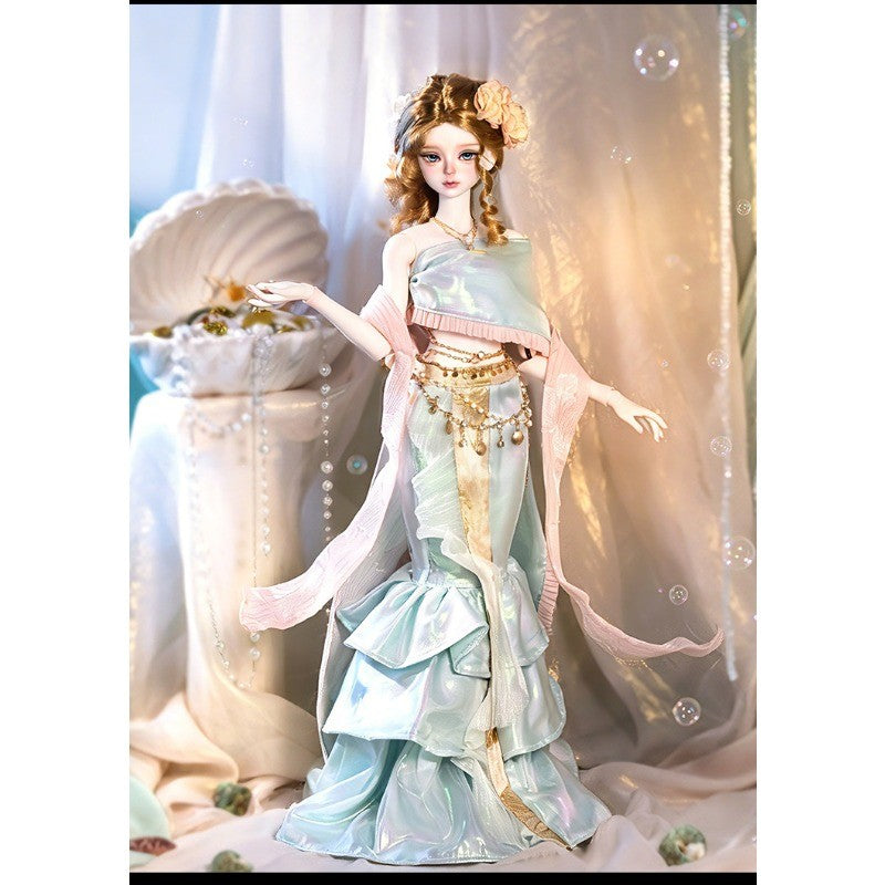Full Set 1/4 Nude BJD Doll Resin Joint Mermaid Girl Exquisite Face Makeup Toy