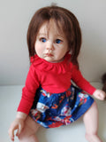 28inch Lifelike Girl Toddler Reborn Baby Doll Rooted Mohair Shiny Eyes XMAS GIFT