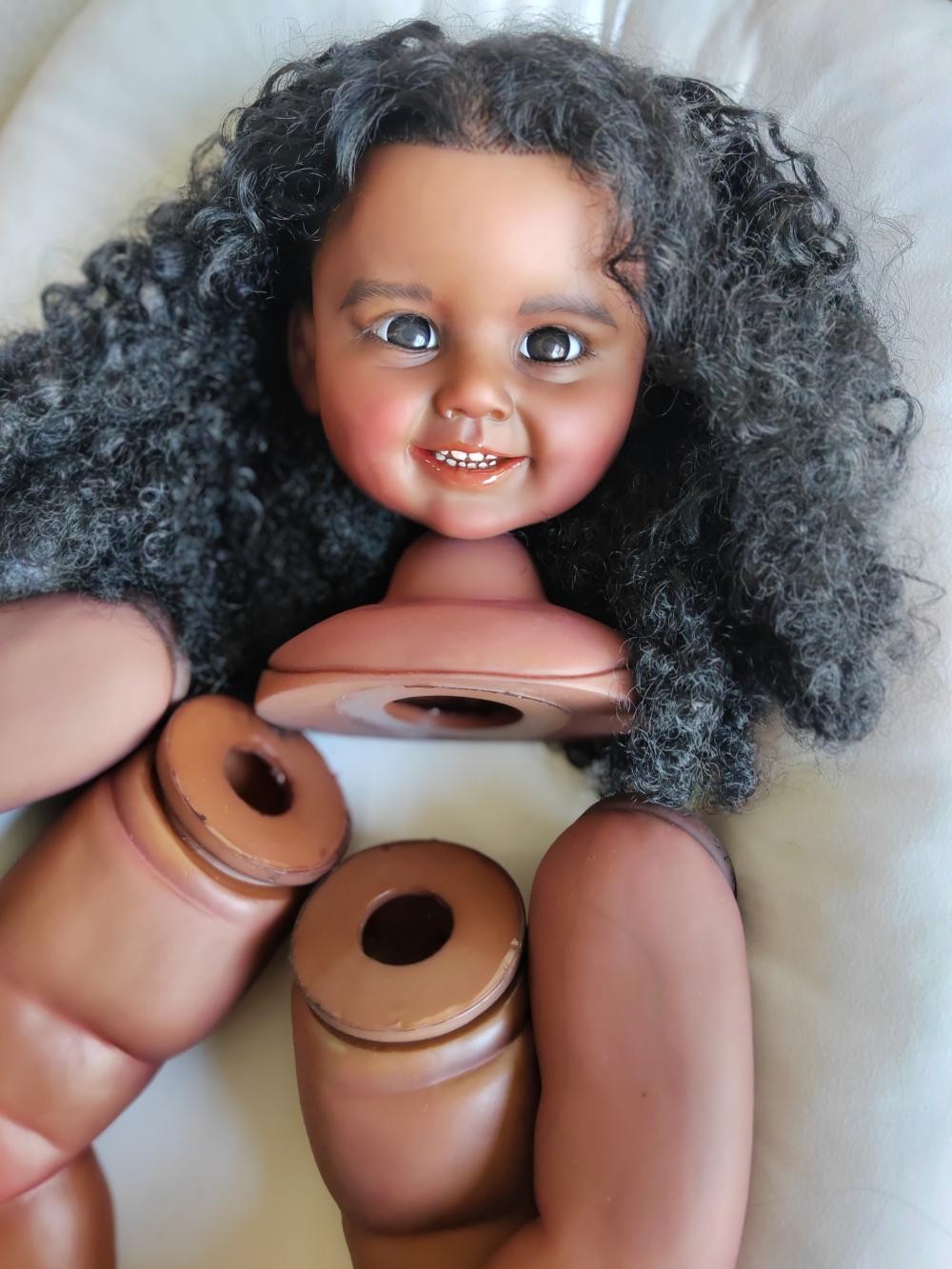 Custom Made Toddler Reborn Doll Kit Cammi  Black Skin Girl African Rooted Curly Hair 28In DIY Toys-