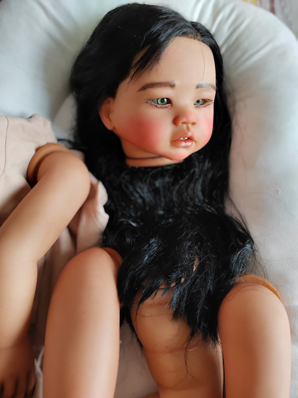 Custom Made Artist Genesis Painted Reborn Doll Kit 28inch Reborn Baby Amaya Toddler Dark Skin African Girl Hand-Rooted Hair Toy