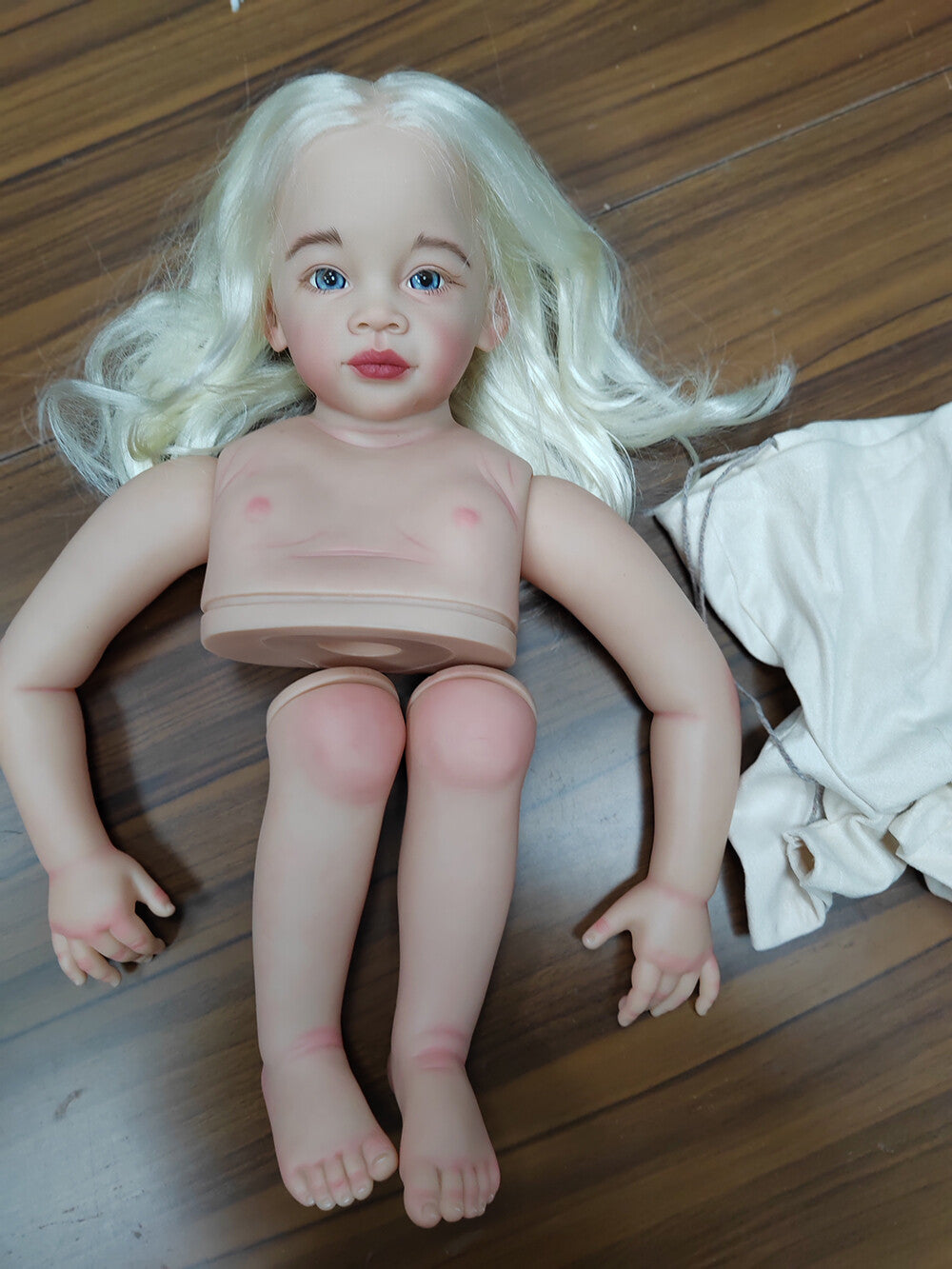 30In Artist Painted Reborn Baby Doll Kit Unassembled White Hair Toddler Girl Toy