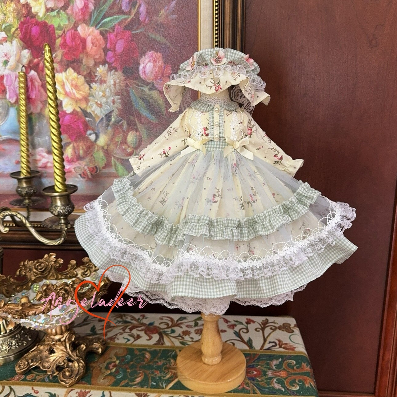 Blythe 1/6 1/4 Puyoo 1/3 BJD Doll Clothes Light Yellow Floral Lolita Dress Voile-