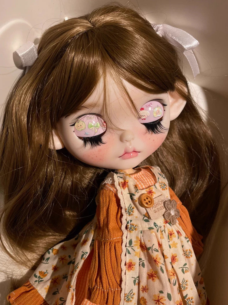 1/6 Blythe Doll With Outfits Wig Hair Eyes Freckles Girl BJD Dolls Handmade Gift
