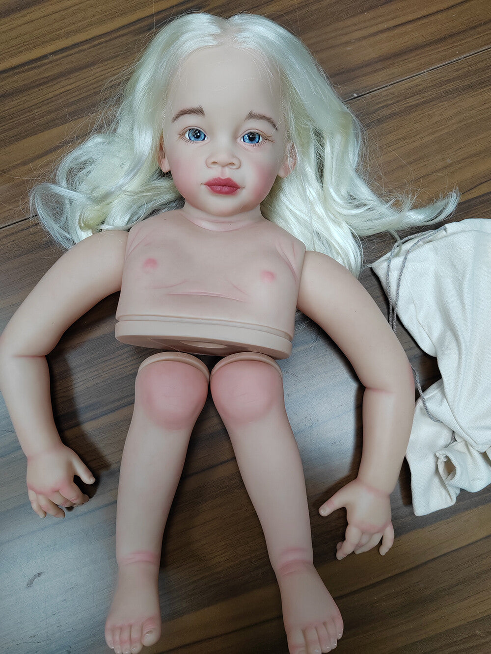 30In Artist Painted Reborn Baby Doll Kit Unassembled White Hair Toddler Girl Toy