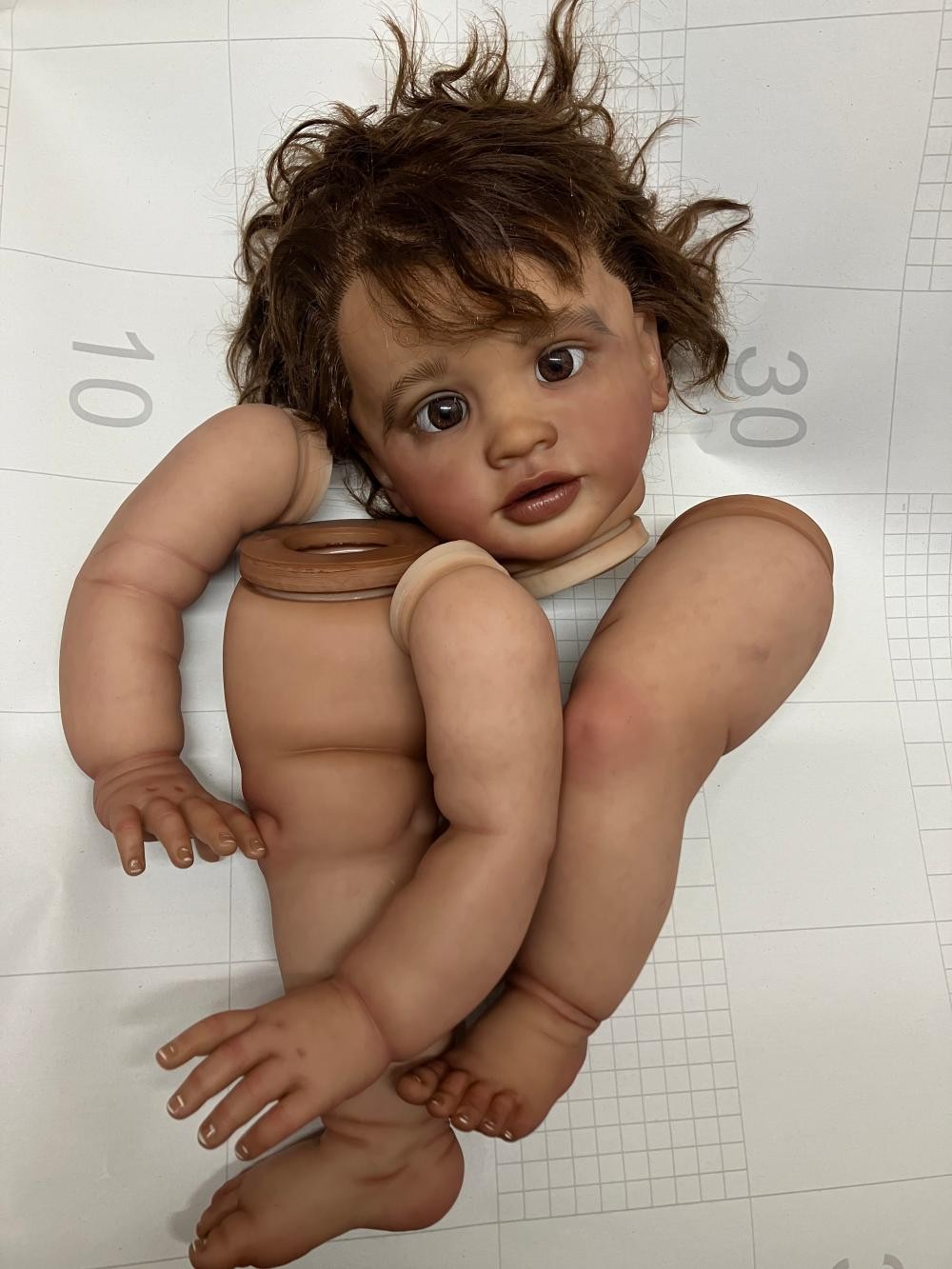 Custom Made Artist Genesis Painted 26in Painted Reborn Baby Pippa Doll Kits Dark Skin Girl Toddler Pippa Rooted Hair Toys-