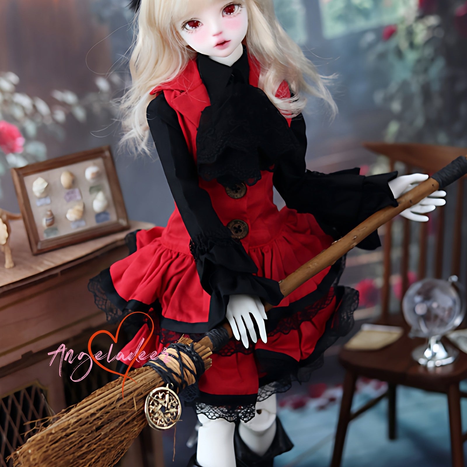 1/4 1/3 BJD Clothes Doll Outfit Shirt + Sleeveless Jumper Dress + Neck Bow-