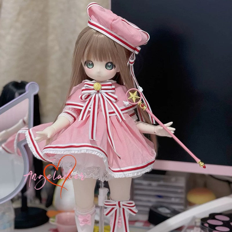 1/4MSD BJD Doll Clothes Magic Girl Battle Dress 6 Pcs Full Set Cosplay Outfit-