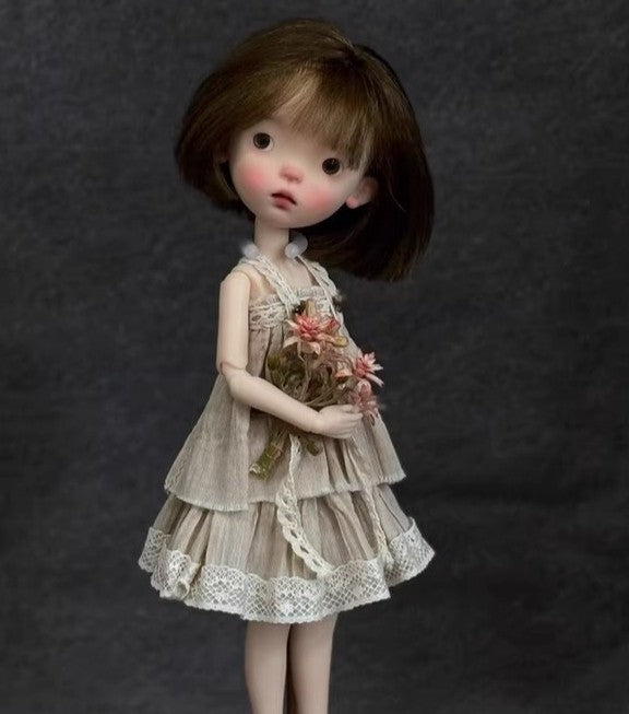 Landoudou BJD Doll 1/6 Jointed Face up Eyes Wig Clothes Girl Full Set Toys Gift