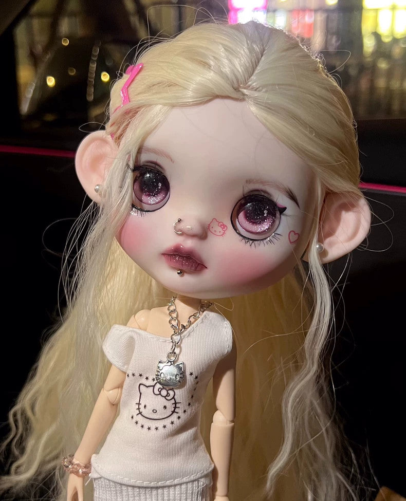 1/6 Custom Blythe Doll With Outfits + Hair Earrings Girl Doll BJD Handmade Gifts