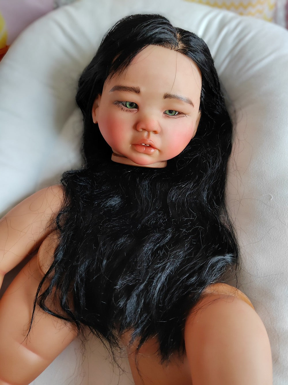 Custom Made Artist Genesis Painted Reborn Doll Kit 28inch Reborn Baby Amaya Toddler Dark Skin African Girl Hand-Rooted Hair Toy