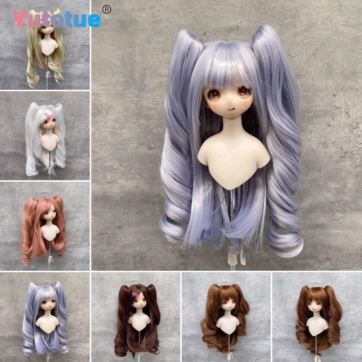 Yutotue Dolls Wigs with Bangs and Two Ponytail for 1/3 1/4 1/6 BJD Doll DIY Toy-
