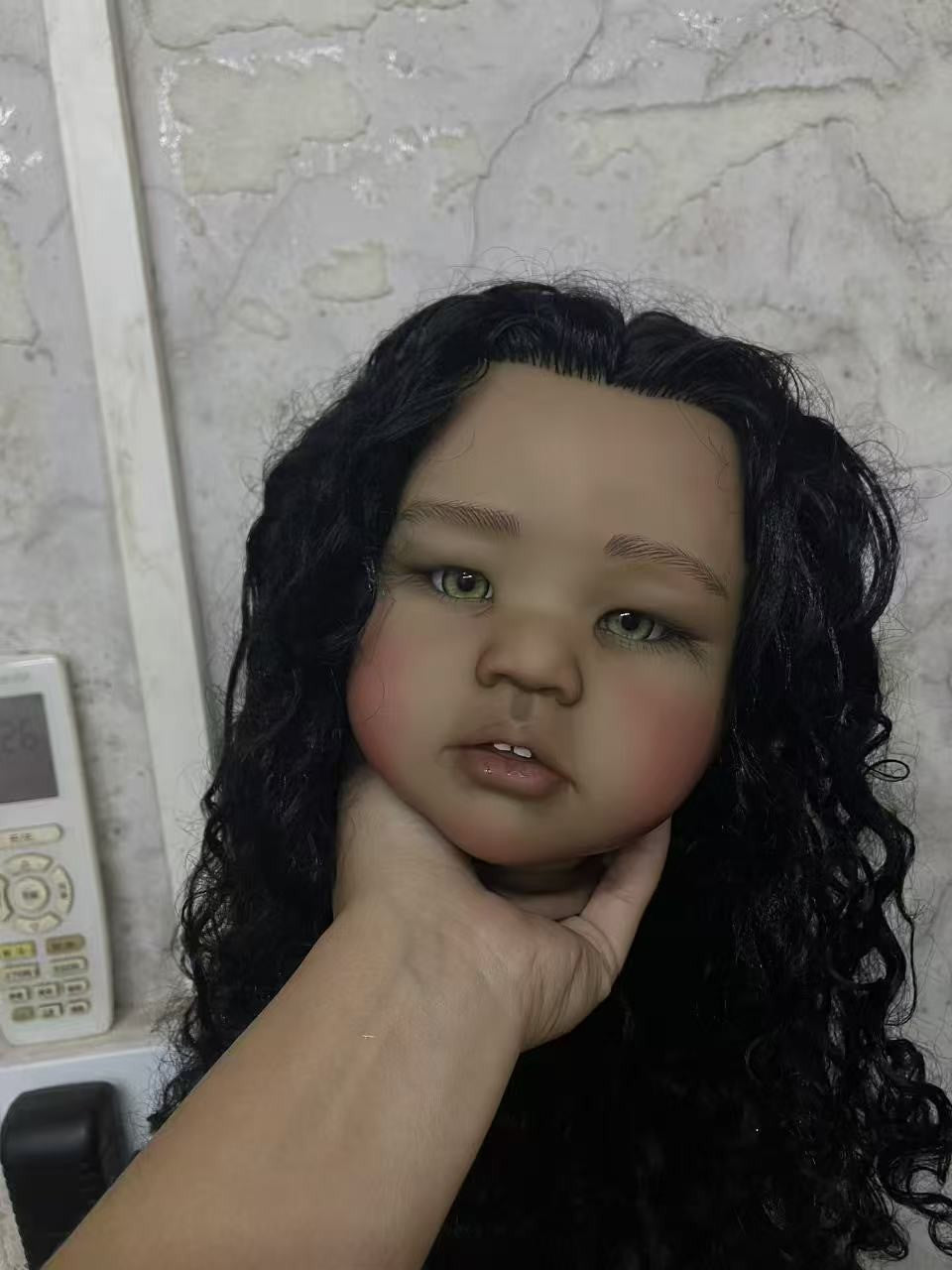 Custom Made Artist Genesis Painted 28in Painted Reborn Baby Doll Kit Amaya Dark Skin African Girl Rooted Hair Toddler Toy-