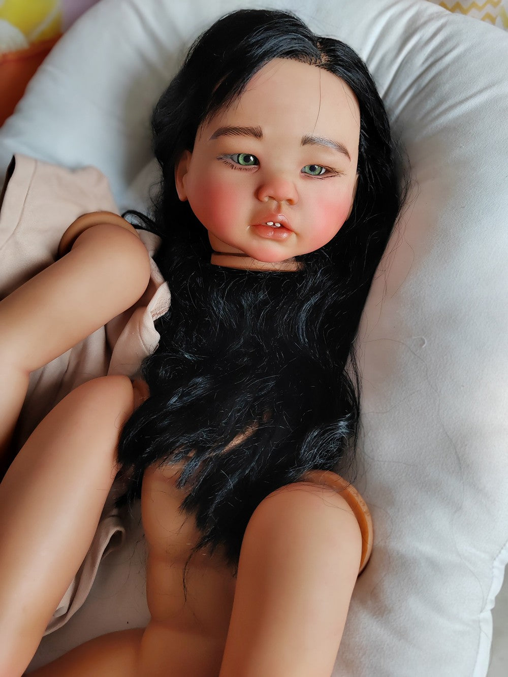 Custom Made Artist Genesis Painted Reborn Doll Kit 28inch Reborn Baby Amaya Toddler Dark Skin African Girl Hand-Rooted Hair Toy