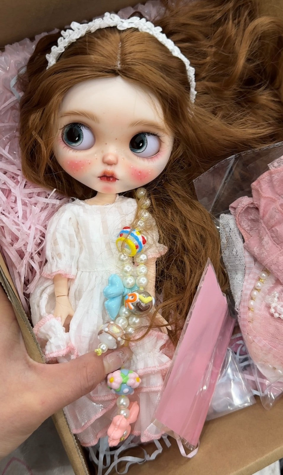 Handmade Blythe Doll Custom With Outfits Wig Freckles Girl 1/6 Doll BJD DIY Gift