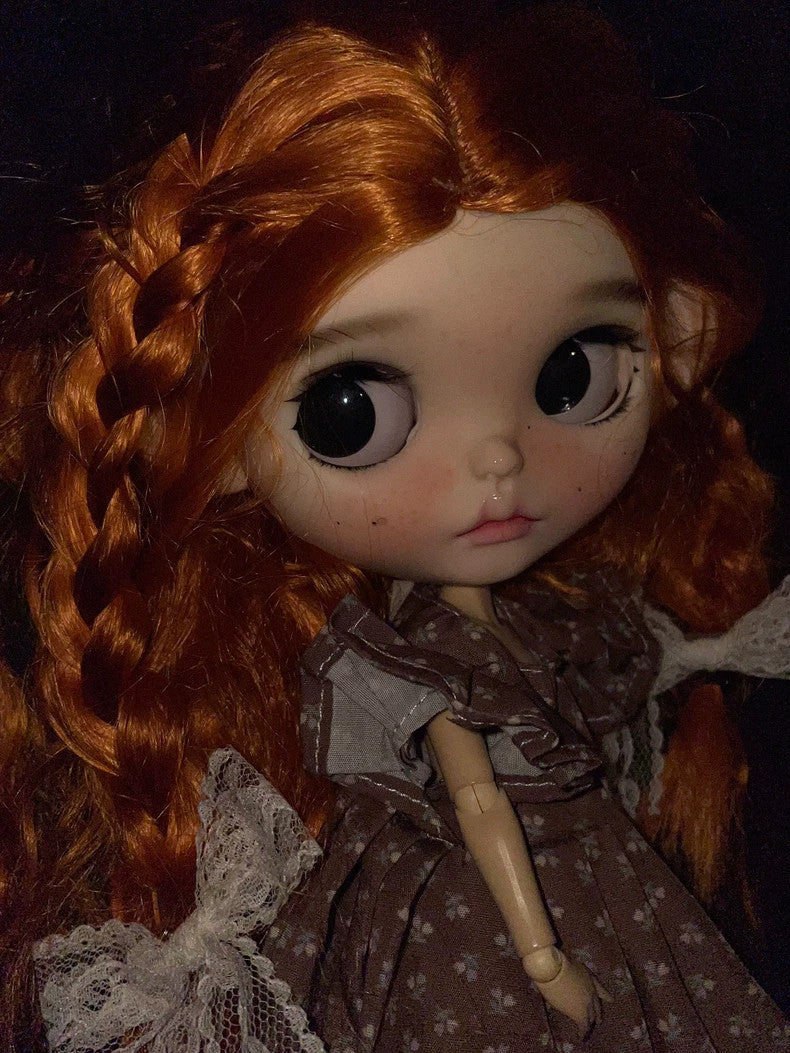 1/6 BJD Blythe Doll With Outfits Wig Eyes Freckles Girl Faceup Handmade DIY Toys