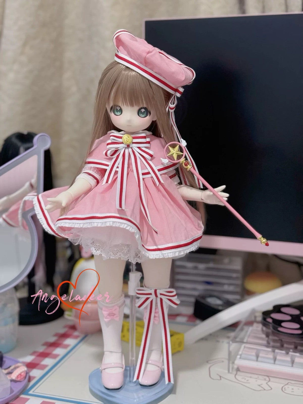 1/4MSD BJD Doll Clothes Magic Girl Battle Dress 6 Pcs Full Set Cosplay Outfit-