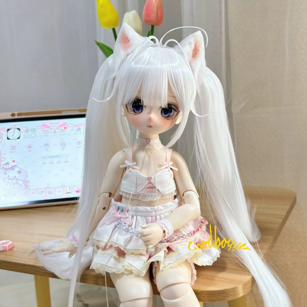Custom 1/6 1/4 Puyoo BJD Clothes Outfit Sling Bra Skirt Choker Thigh Ring Socks Cover