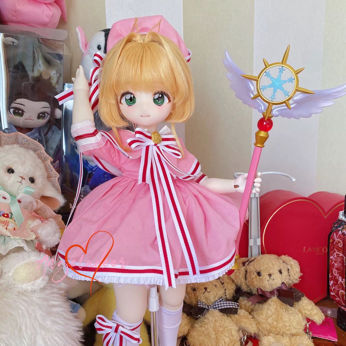 1/4MSD BJD Doll Clothes Magic Girl Battle Dress 6 Pcs Full Set Cosplay Outfit-