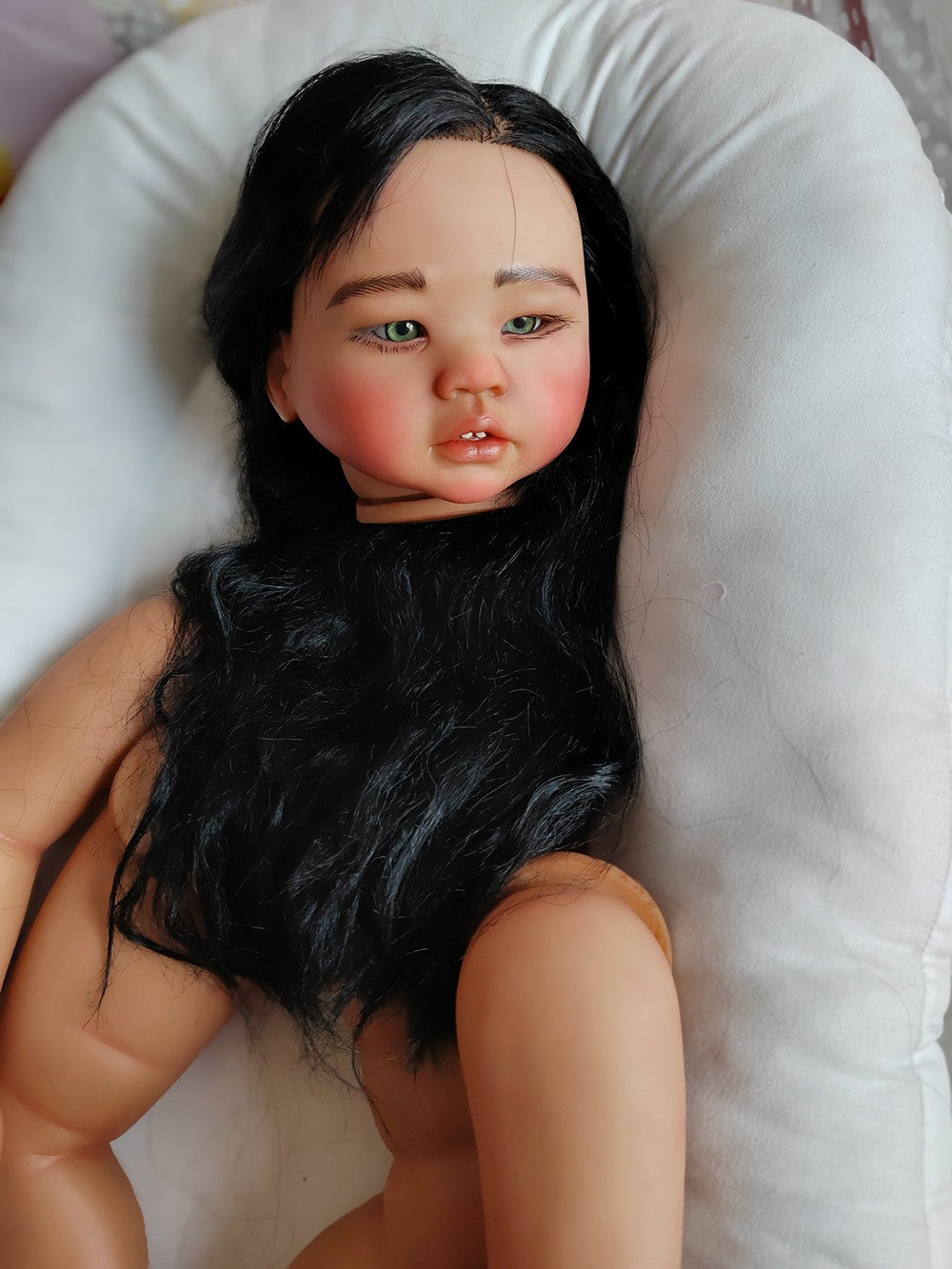 Custom Made Artist Genesis Painted Reborn Doll Kit 28inch Reborn Baby Amaya Toddler Dark Skin African Girl Hand-Rooted Hair Toy