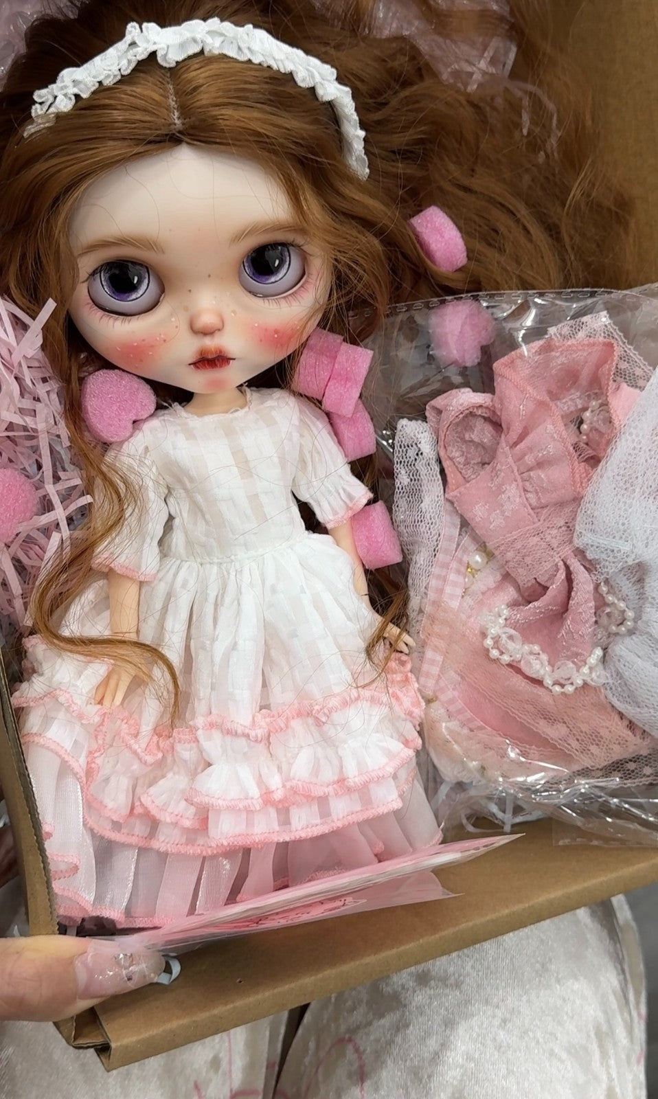 Handmade Blythe Doll Custom With Outfits Wig Freckles Girl 1/6 Doll BJD DIY Gift