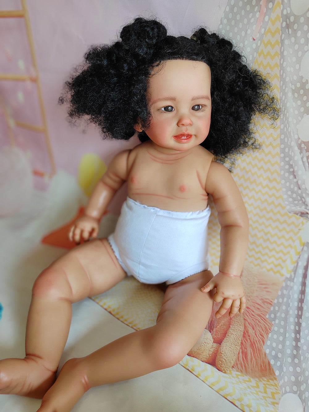 Custom Made 28" Dark Skin Girl Reborn Doll Kit  Artist Genesis Already Painted Unassembled Toddler Girl