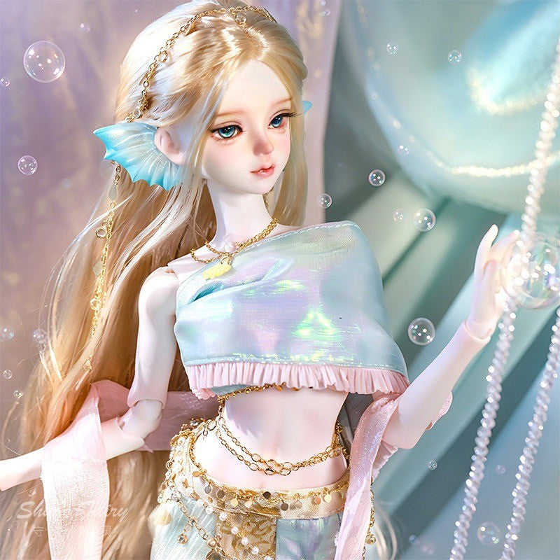 Full Set 1/4 Nude BJD Doll Resin Joint Mermaid Girl Exquisite Face Makeup Toy