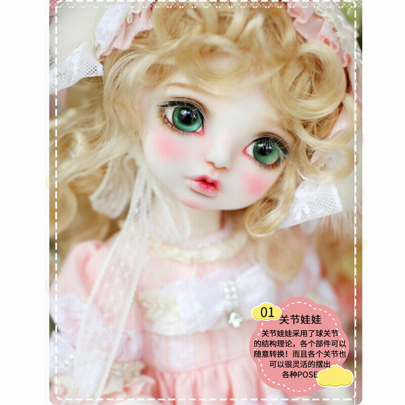 BJD 1/4 Doll Ball Jointed Girl Face Eyes Dress Makeup Birthday Gift Toy Full Set