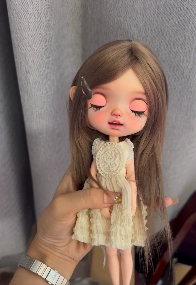 1/6 BJD Blythe Doll Wigs Landazz Hair Long Wavy Wig Soft Mohair Handmade DIY Toy