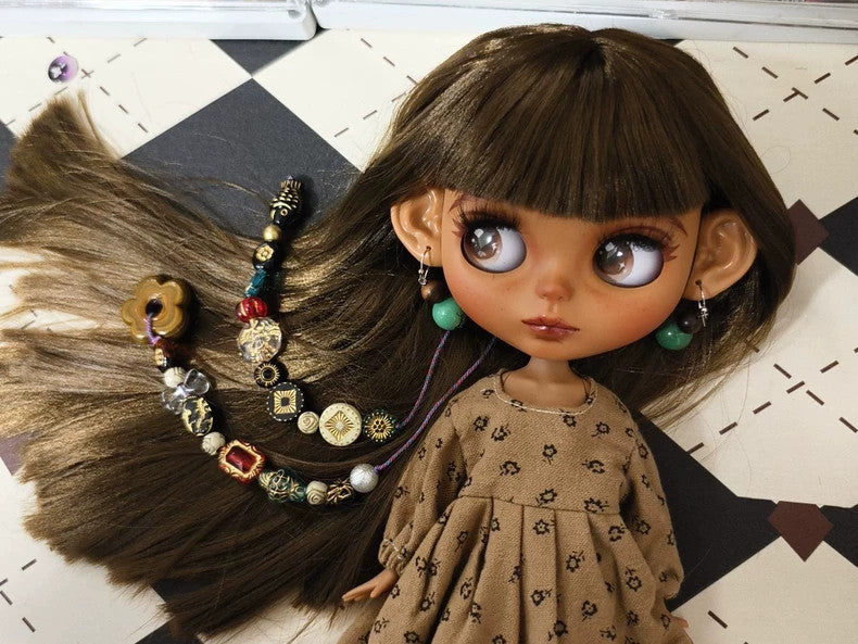 Blythe Doll With Handmade Clothes Eyes Wig Hair Dark Skin Custom 1/6 BJD Dolls