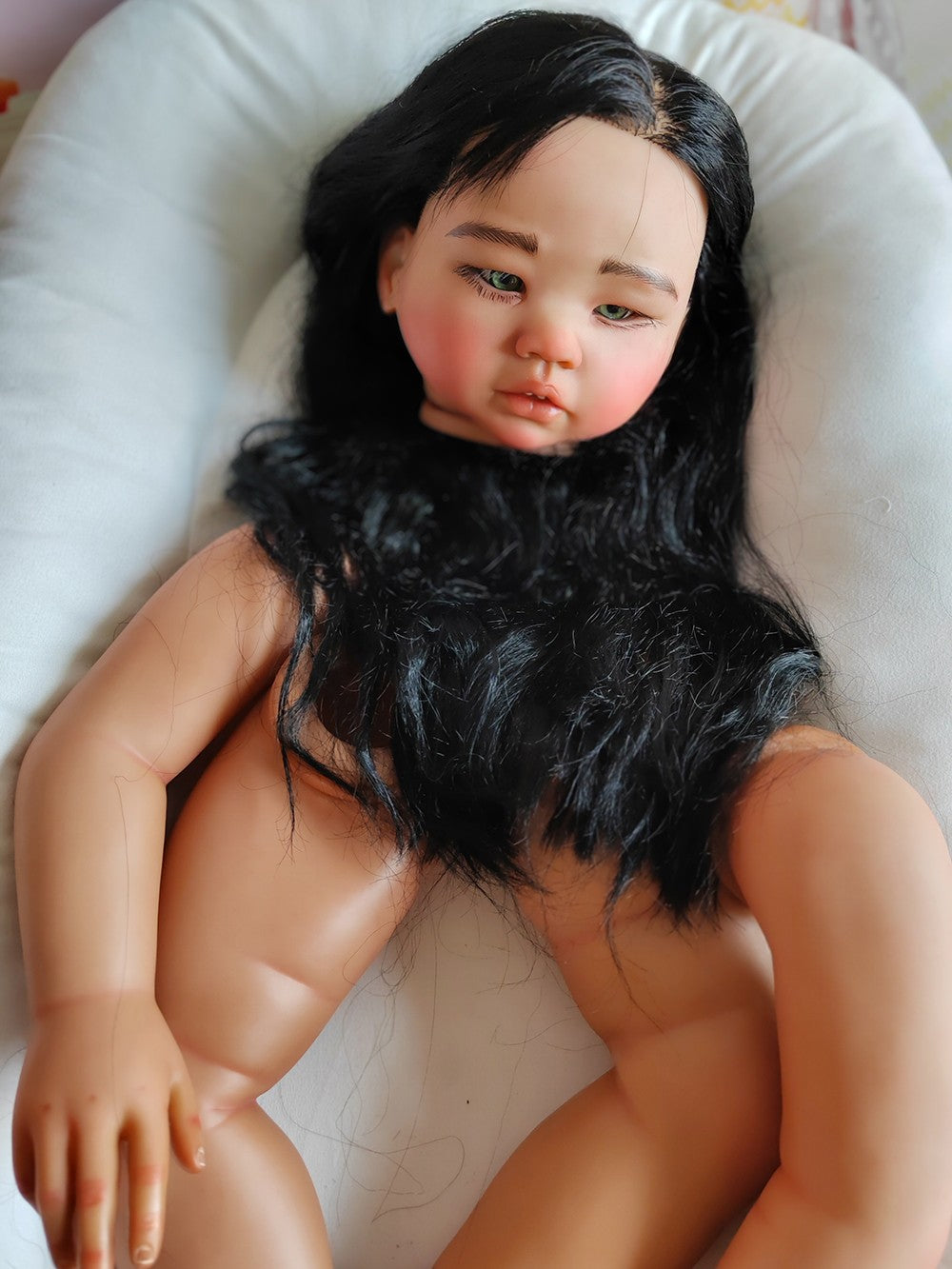 Custom Made Artist Genesis Painted Reborn Doll Kit 28inch Reborn Baby Amaya Toddler Dark Skin African Girl Hand-Rooted Hair Toy