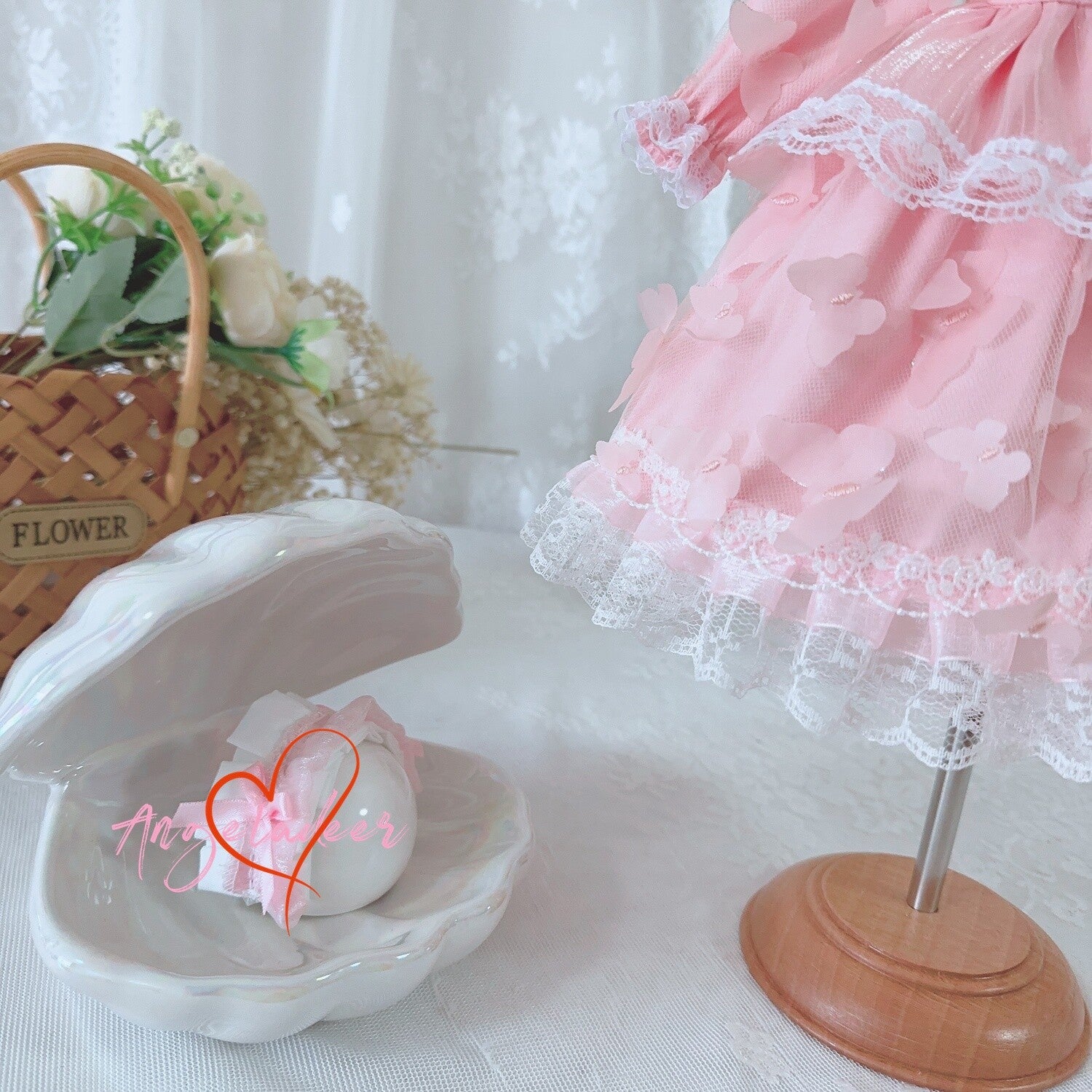 Blythe 1/6 1/4 1/3 BJD Outfit Doll Clothes Pink Butterfly Dress+Headwear Dreamy
