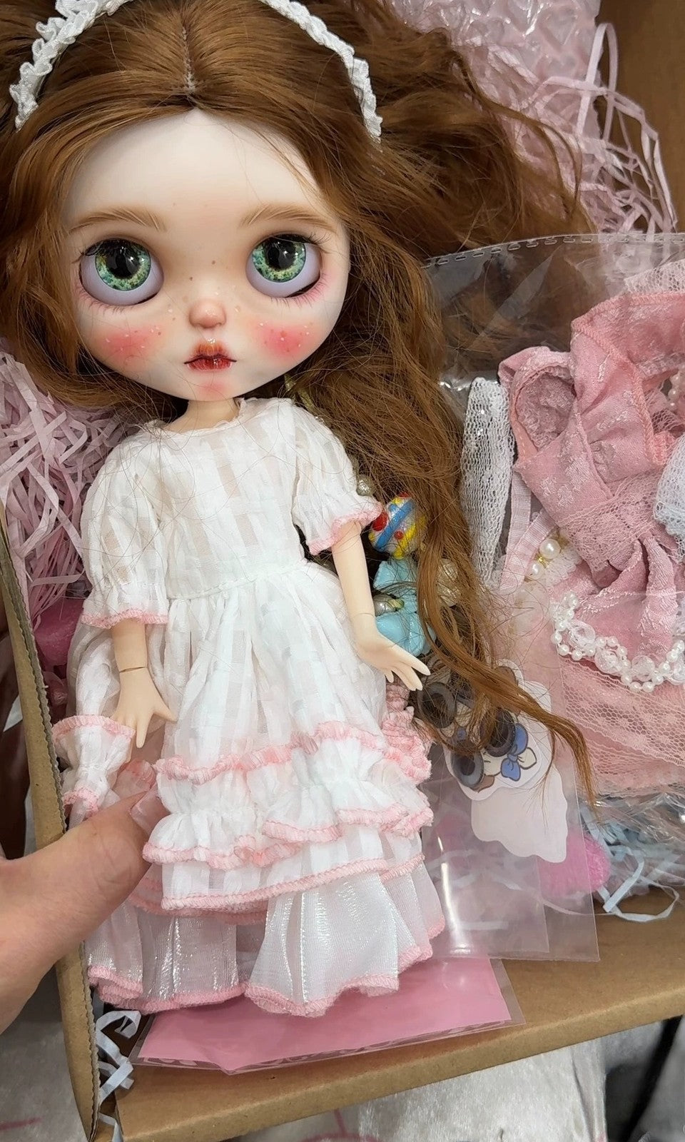 Handmade Blythe Doll Custom With Outfits Wig Freckles Girl 1/6 Doll BJD DIY Gift