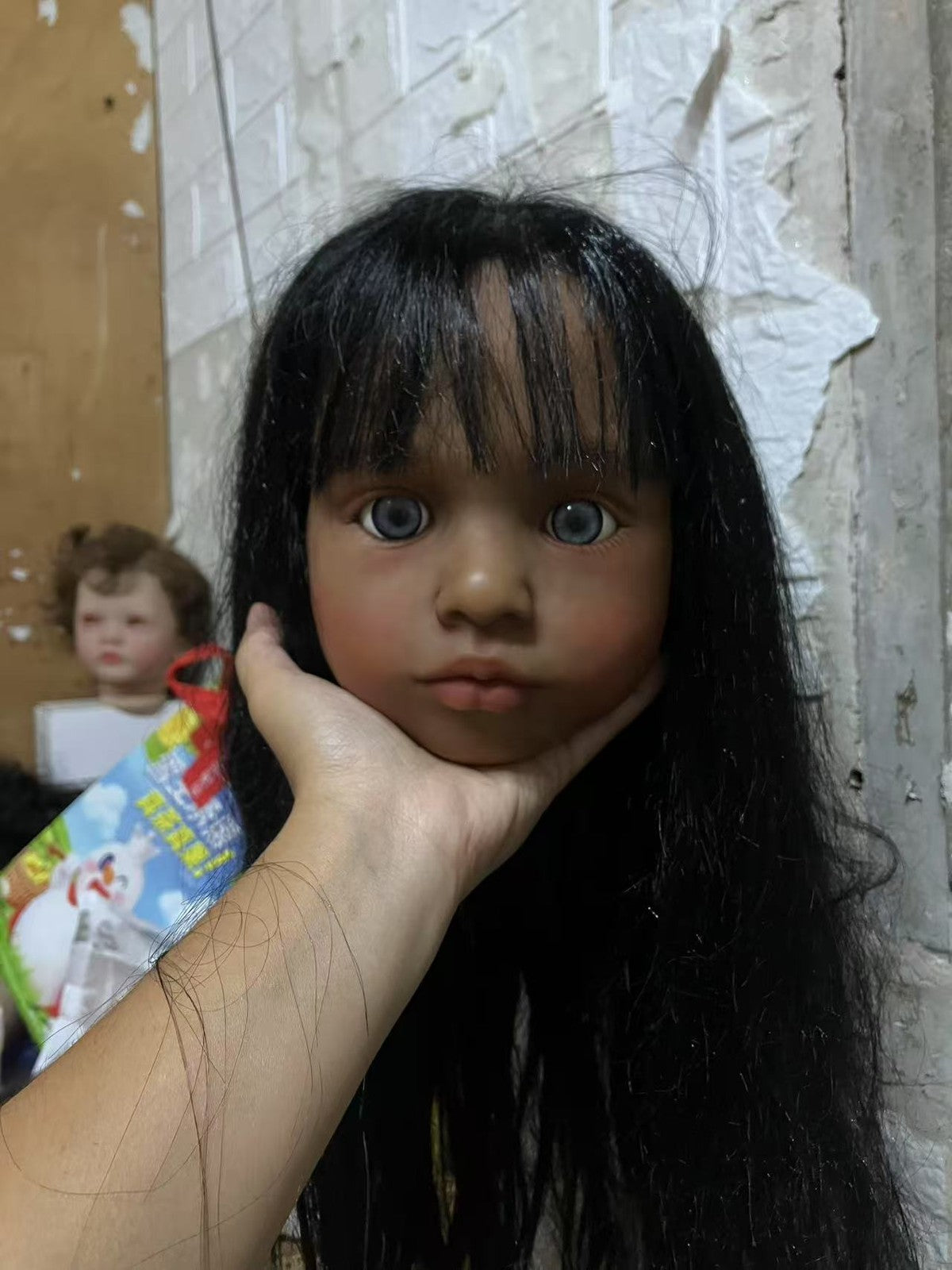 Custom Made Artist Genesis Painted 40in Painted Reborn Doll Kit Aloenka African American Cloth Body Parts Dark Skin Girl Toddler Rooted Hair