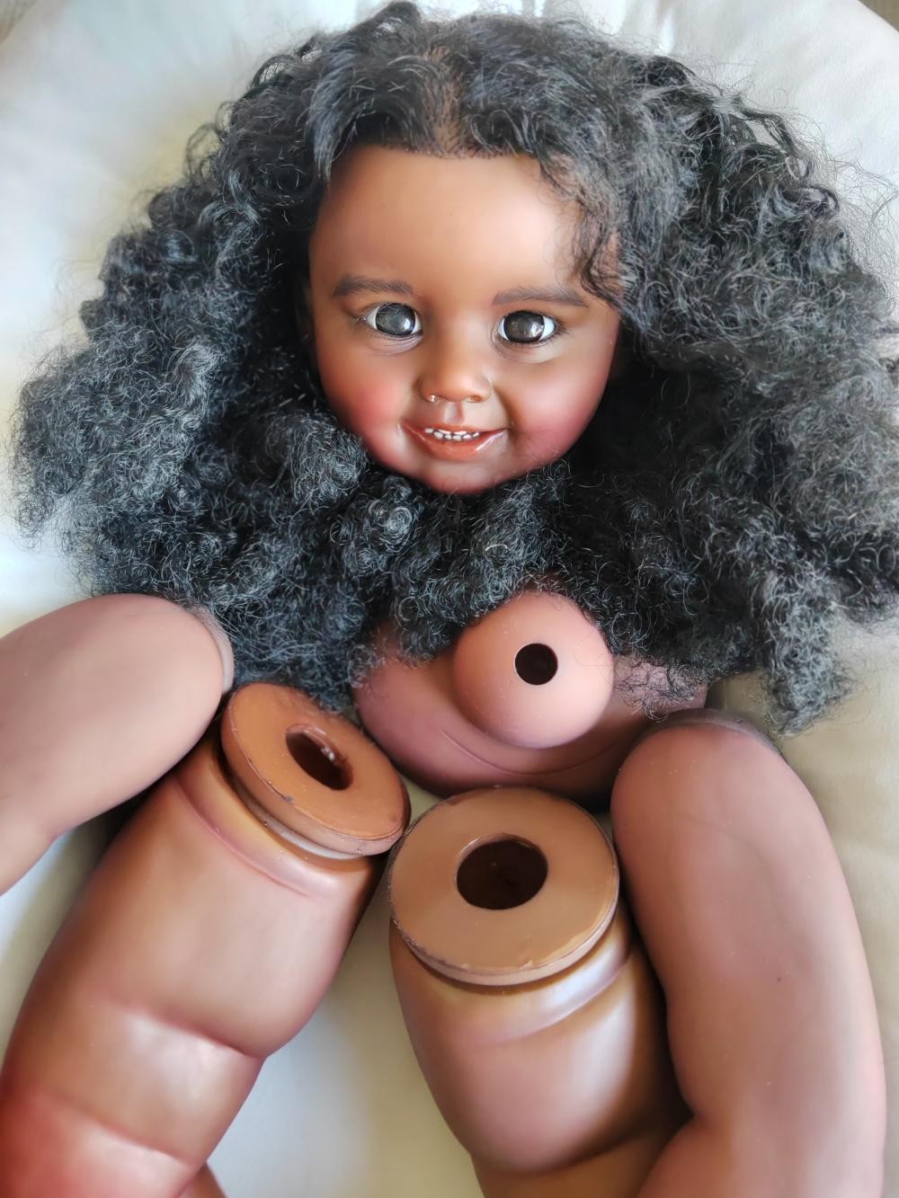 Custom Made Toddler Reborn Doll Kit Cammi  Black Skin Girl African Rooted Curly Hair 28In DIY Toys-