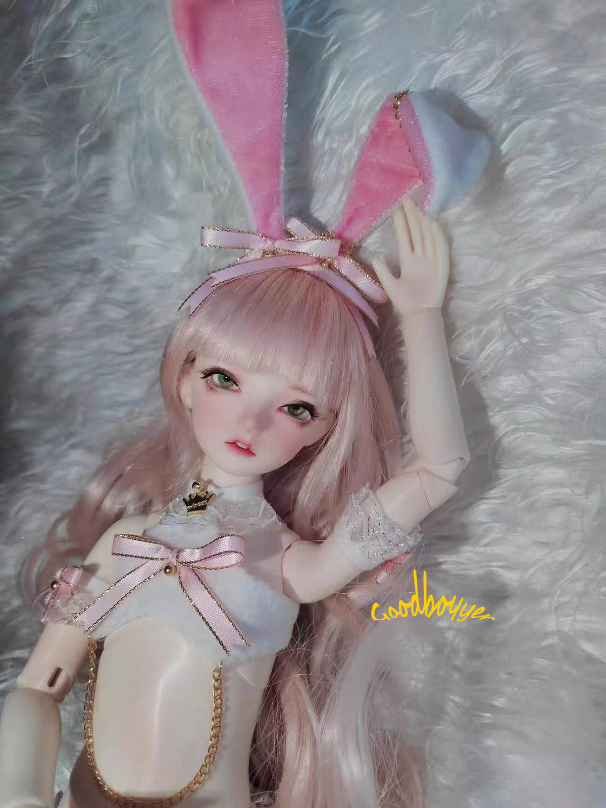 1/6 1/4 1/3 BJD Rabbit Clothes Doll Sexy Bunny Girl Outfit White+Pink DIKA LUTS