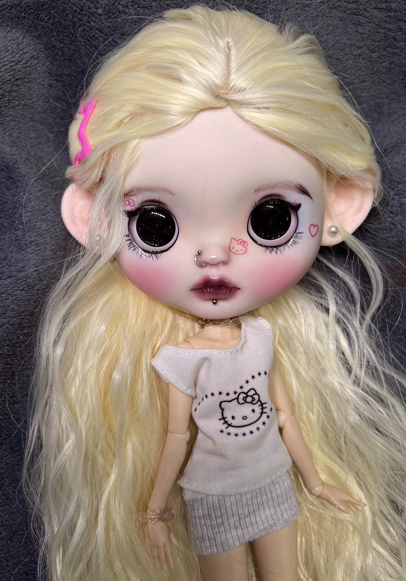 1/6 Custom Blythe Doll With Outfits + Hair Earrings Girl Doll BJD Handmade Gifts