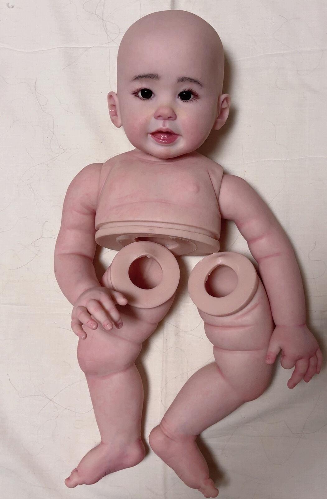 Custom Made 28" Painted Reborn Baby Doll DIY Kit Part with Cloth Body/Connectors Toddler Girl